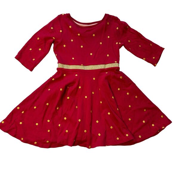 Mini Boden Red Gold Sparkly Metallic Dress 4-5Y - Picture 1 of 5